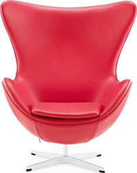 The Egg Chair Premium Leather/With piping/Red image.
