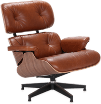 Eames Style Lounge Chair H Miller Version Premium Leather/Tan/Rosewood image.