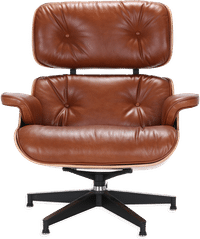 Eames Style Lounge Chair H Miller Version Premium Leather/Tan/Walnut image.