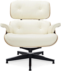 Eames Style Lounge Chair H Miller Version Premium Leather/Cream /Rosewood image.