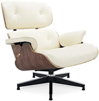 Eames Style Lounge Chair H Miller Version Premium Leather/Cream /Walnut image.