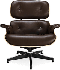 Eames Style Lounge Chair H Miller Version Italian Leather/Mocha/Walnut image.