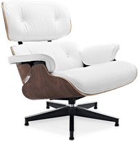 Eames Style Lounge Chair H Miller Version Premium Leather/White/Rosewood image.