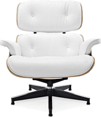 Eames Style Lounge Chair H Miller Version Premium Leather/White/Rosewood image.