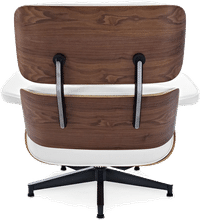 Eames Style Lounge Chair H Miller Version Premium Leather/White/Walnut image.