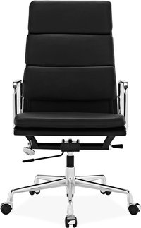 Eames Style Office Chair EA219 Leather Black image.