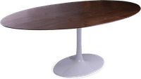 Tulip Style Oval Dining Table Walnut Veneer/White image.