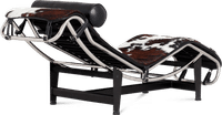 LC4 Style Chaise Longue Premium Leather/Brown + White + Black image.