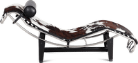 LC4 Style Chaise Longue Premium Leather/Brown + White + Black image.