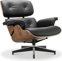 Eames Style Lounge Chair H Miller Version Premium Leather/Black/Rosewood image.