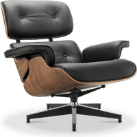 Eames Style Lounge Chair H Miller Version Premium Leather/Black/Walnut image.