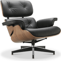 Eames Style Lounge Chair H Miller Version Italian Leather/Black/Walnut image.