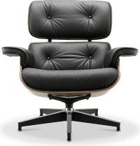 Eames Style Lounge Chair H Miller Version Italian Leather/Black/Walnut image.