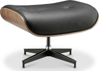 Eames Style Lounge Stool H Miller Version Premium Leather/Black/Walnut image.