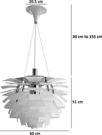 Artichoke Lamp - Glass White White Glass - Opaque/60 CM image.