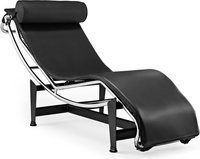 LC4 Style Chaise Longue Premium Leather/Black image.