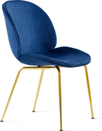 Beetle Style Dining Chair - Full Upholstered Velvet Blue Velvet/Gold image.