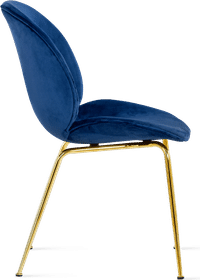 Beetle Style Dining Chair - Full Upholstered Velvet Blue Velvet/Gold image.