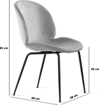 Beetle Style Dining Chair - Full Upholstered Velvet Grey Velvet/Black image.