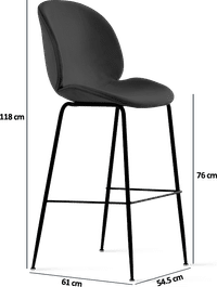 Beetle Style Barstool - Full Upholstered Velvet Bottle Green Velvet/Black image.