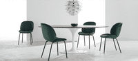 Beetle Style Dining Chair - Full Upholstered Velvet Bottle Green Velvet/Black image.