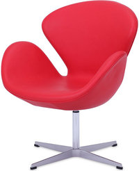 The Swan Chair  Italian Leather/With piping/Red image.