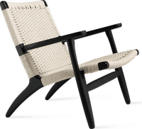 CH25 Easy Chair Black Painted Ash/Natural image.
