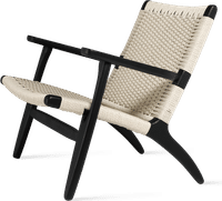CH25 Easy Chair Black Painted Ash/Natural image.