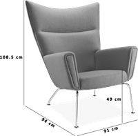 CH445 - Wing Chair Wool/Light Pebble Grey image.