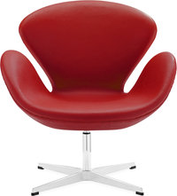 The Swan Chair  Italian Leather/Without piping/Red image.