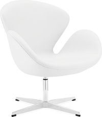 The Swan Chair  Premium Leather/Without piping/White image.