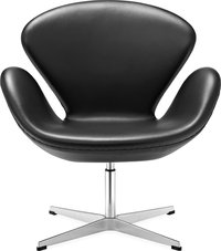 The Swan Chair  Premium Leather/Without piping/Black  image.