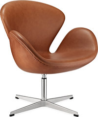 The Swan Chair  Premium Leather/Without piping/Dark Tan image.