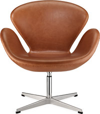 The Swan Chair  Premium Leather/Without piping/Dark Tan image.