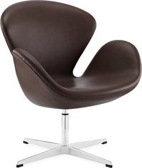 The Swan Chair  Premium Leather/Without piping/Mocha image.