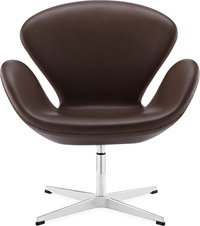 The Swan Chair  Premium Leather/With piping/Mocha image.