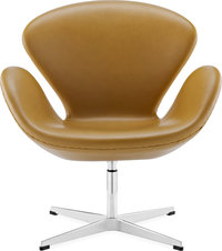 The Swan Chair  Premium Leather/Without piping/Camel image.