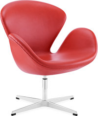 The Swan Chair  Premium Leather/Without piping/Red image.