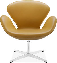 The Swan Chair  Premium Leather/With piping/Camel image.