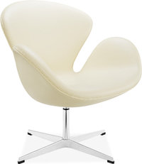The Swan Chair  Premium Leather/With piping/Cream image.