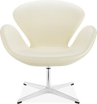 The Swan Chair  Premium Leather/With piping/Cream image.