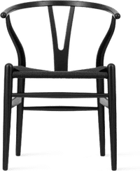 Wishbone (Y) Chair - CH24 - Black - Black Cord Lacquered/Black image.
