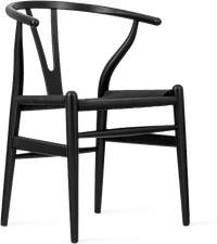 Wishbone (Y) Chair - CH24 - Black - Black Cord Lacquered/Black image.