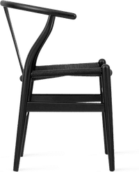Wishbone (Y) Chair - CH24 - Black - Black Cord Lacquered/Black image.