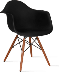 DAW Style Plastic Dining Chair Black/Dark Wood image.