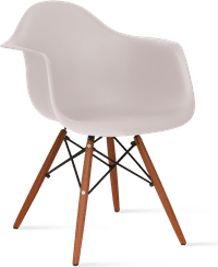 DAW Style Plastic Dining Chair Cream/Dark Wood image.