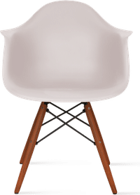 DAW Style Plastic Dining Chair Cream/Dark Wood image.