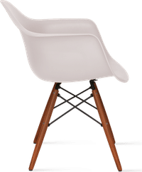 DAW Style Plastic Dining Chair Cream/Dark Wood image.