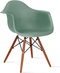 DAW Style Plastic Dining Chair Teal/Dark Wood image.