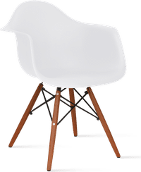 DAW Style Plastic Dining Chair White/Dark Wood image.